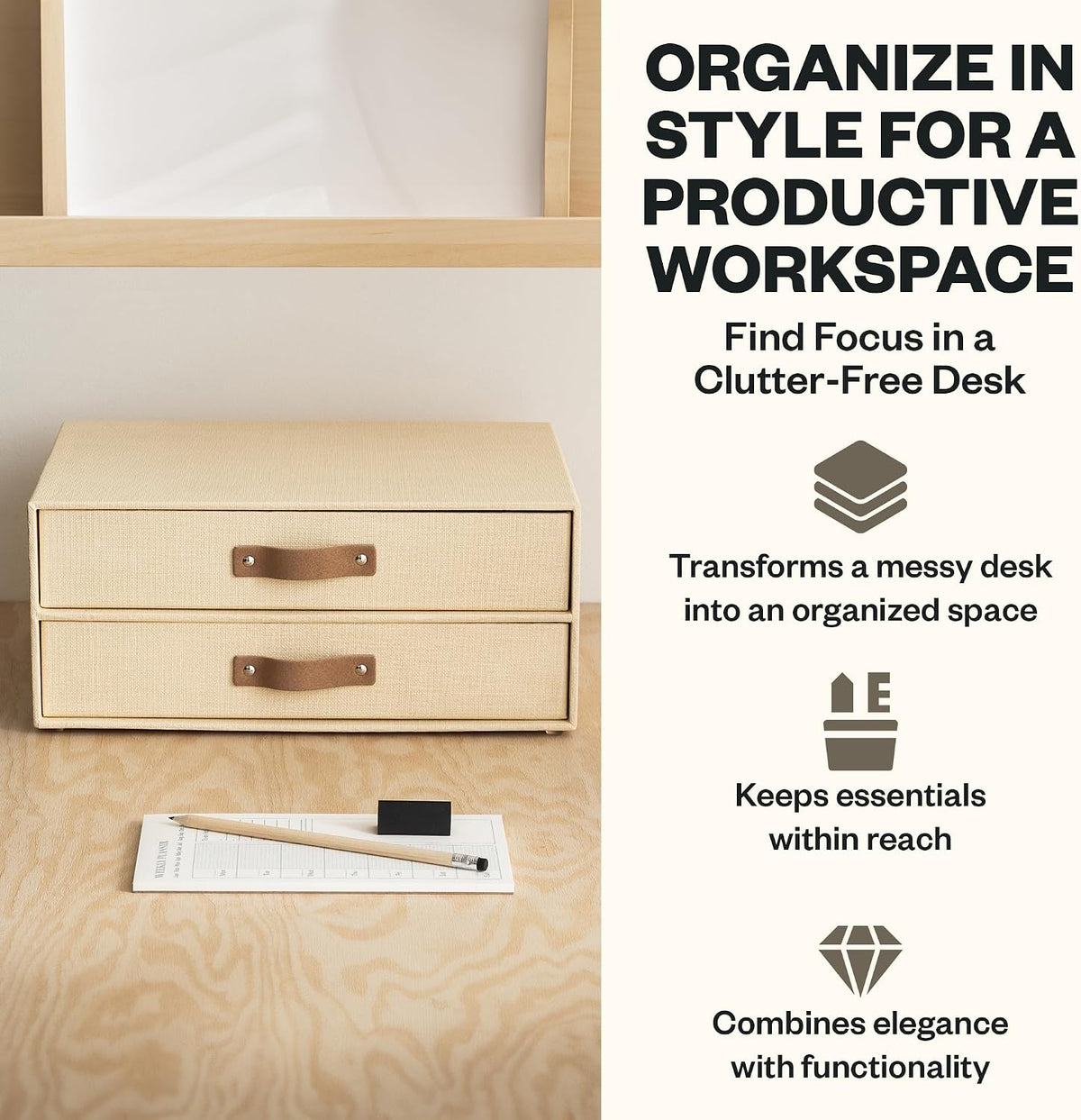Bigso Birger 2 Drawers - Desktop Drawers for A4 and Letter Size Papers and Do...