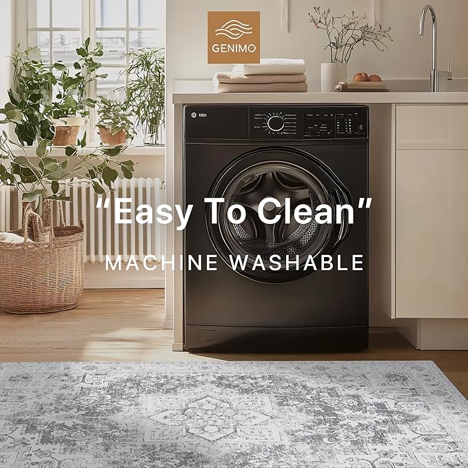 GENIMO 8x10 Area Rugs for Living Room, Machine Washable Vintage Non Slip Rugs - Image 5