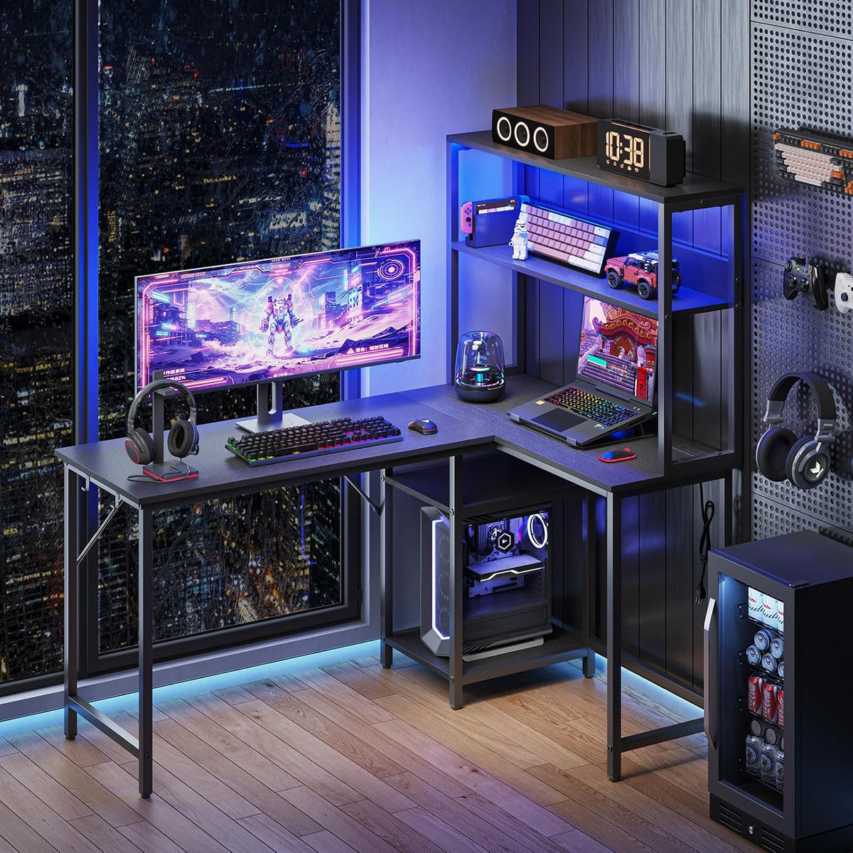 53" L Shaped Gaming Desk Reversible Corner Desk for Home Office