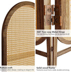 Asnefeli Wood Room Divider 3 Panels, Folding Rattan Room Divider Wall, Unique - Image 4