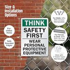 SmartSign - S-2917-AL-14 "Think Safety First - Wear Personal Protective - Image 6