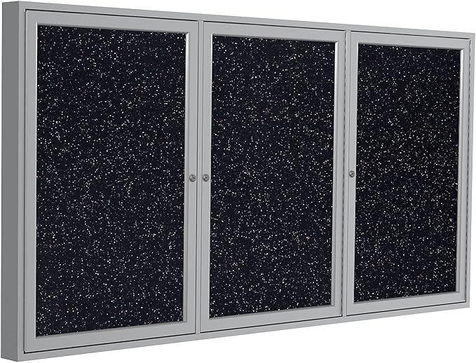 Ghent 48" x 96" 3-Door indoor Enclosed Recycled Rubber Bulletin Board, Shatter - Image 4