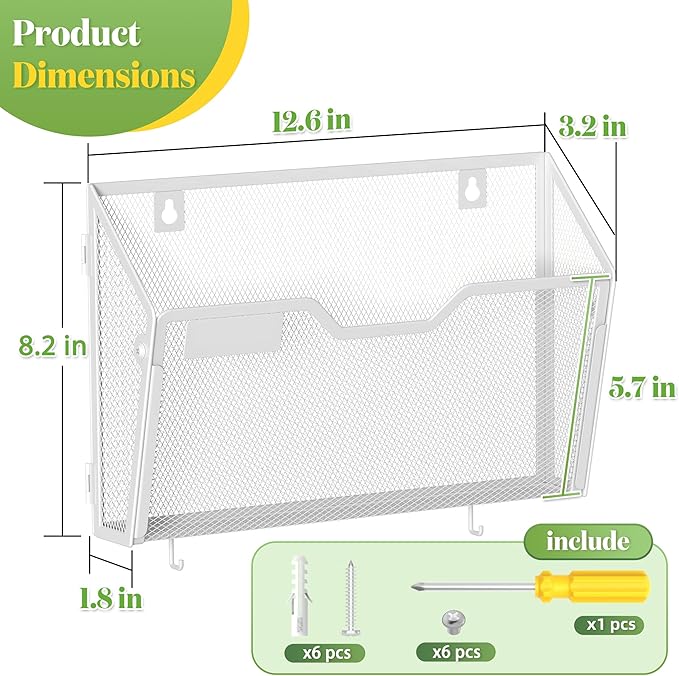YINGHUA 3 Pack Mesh File Holders Wall Mounted - Image 2