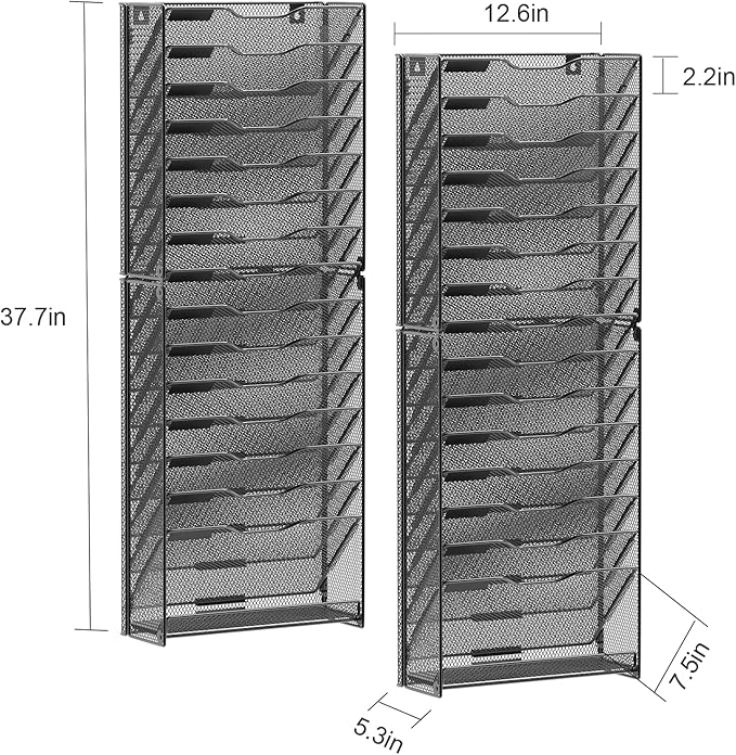 samstar 2 Pack 16 Tier Wall File Organizer Hanging Wall File Holder Wall Mount - Image 2