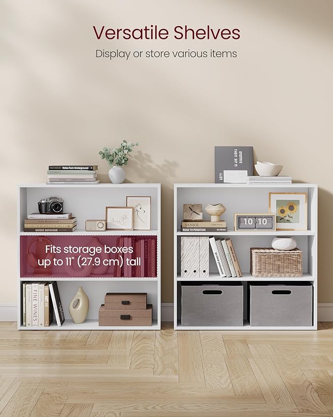 VASAGLE Set of 2 Bookshelves, 31.5 Inches Wide, 3-Tier Open Bookcases - Image 5