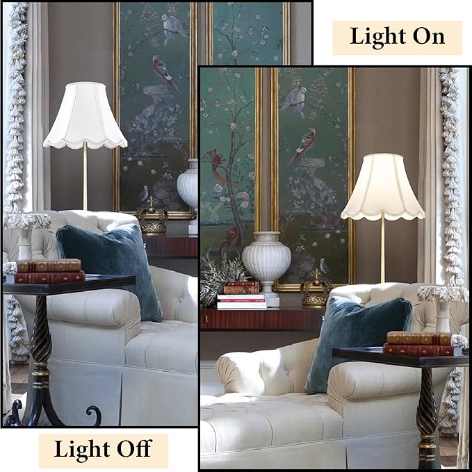 GO&SO Off White Bell Lamp Shade Medium, Scalloped Lampshade Braids - Image 7