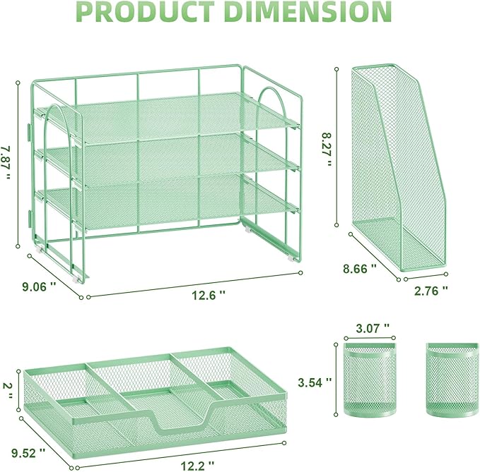 Marbrasse Desk Organizer and Accessories，4-Tier Paper Letter Tray Organizer - Image 3