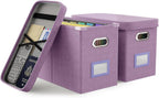 Oterri File Organizer With Lid, Hanging Filing Box With Mesh Pocket, Document