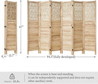 Svimi Folding Room Divider, 66.9 Inch 6 Panels Wood Carved Privacy Screens - Image 7