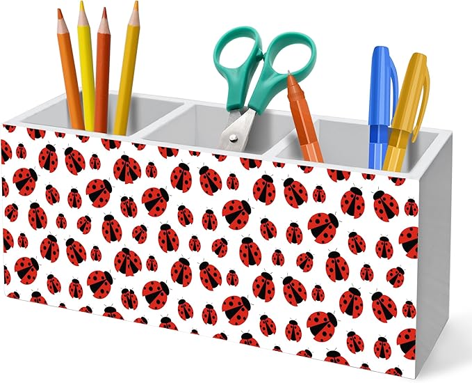 HUKINE Red Ladybug Pen Holder for Desk Decoration, Ladybug Gifts for Women by Unknown