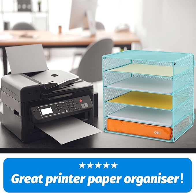 EASEPRES 5 Slot Mesh Desk Organizer Tray, File Paper Letter Folder Holder - Image 4