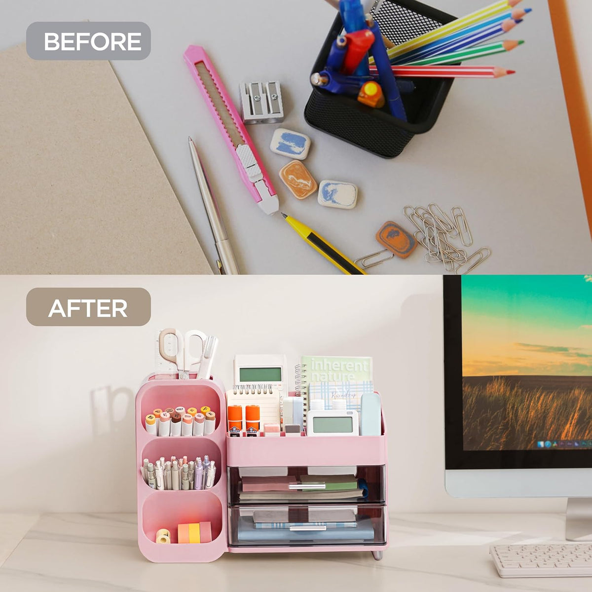 hblife desk organizer with pen pencil holder for, package contents