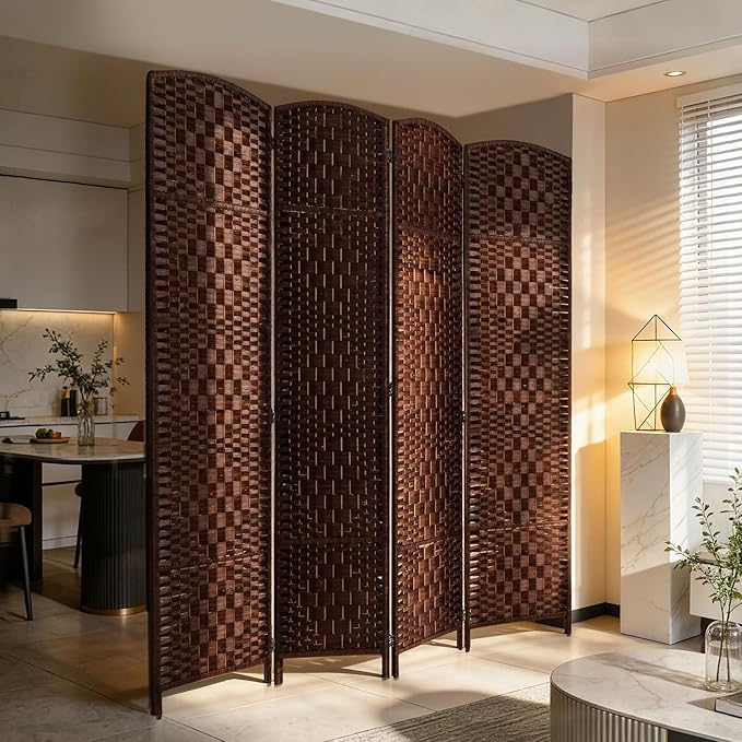 HOMCOM Room Divider, 4 Panel Folding Privacy Screen, 6FT Tall Portable Wicker - Image 9