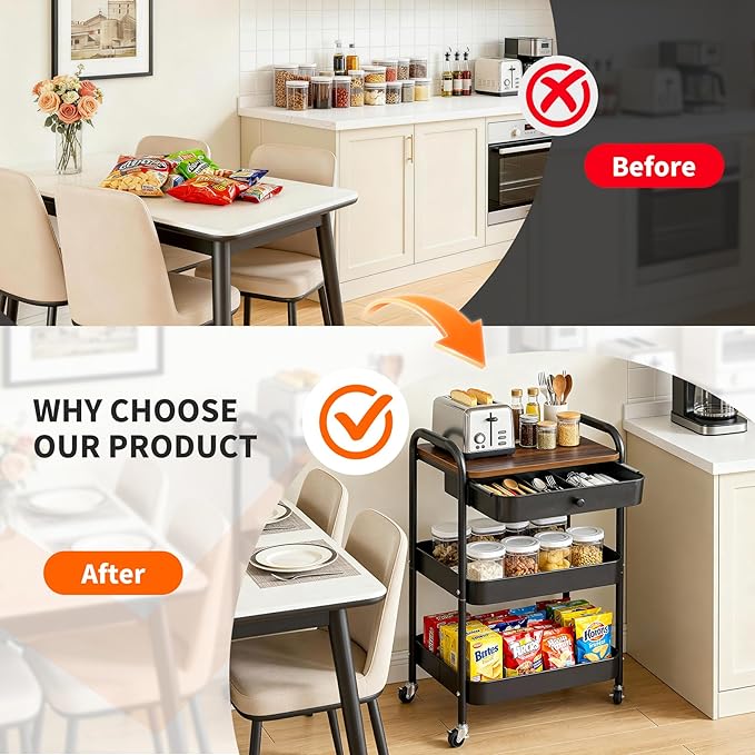 CAMOAT 3-Tier Rolling Storage Cart - Image 9