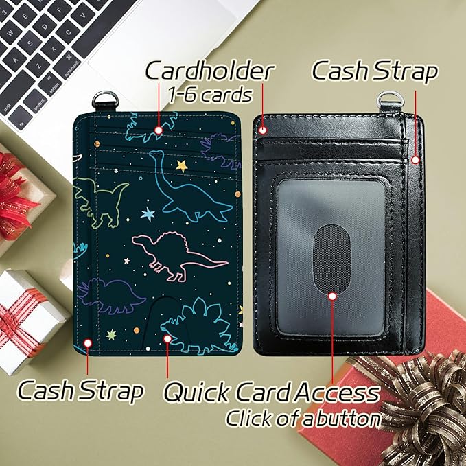BWEGRHE Small Travel Wallets, Fun Dinosaurs Slim Minimalist Front Pocket Wallet - Image 5