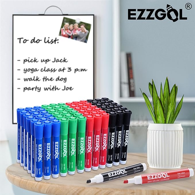 Ezzgol Dry Erase Markers Bulk, 72 Pack Basic Multi-color Red Blue Black Green - Image 6