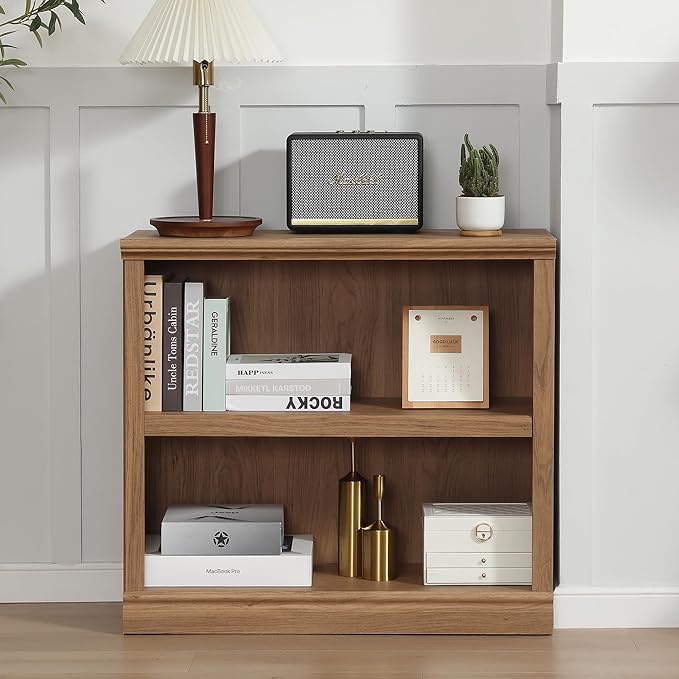 blini 2-Shelf Bookcase Wooden Bookshelves 33in Wide Floor Standing Display by blini