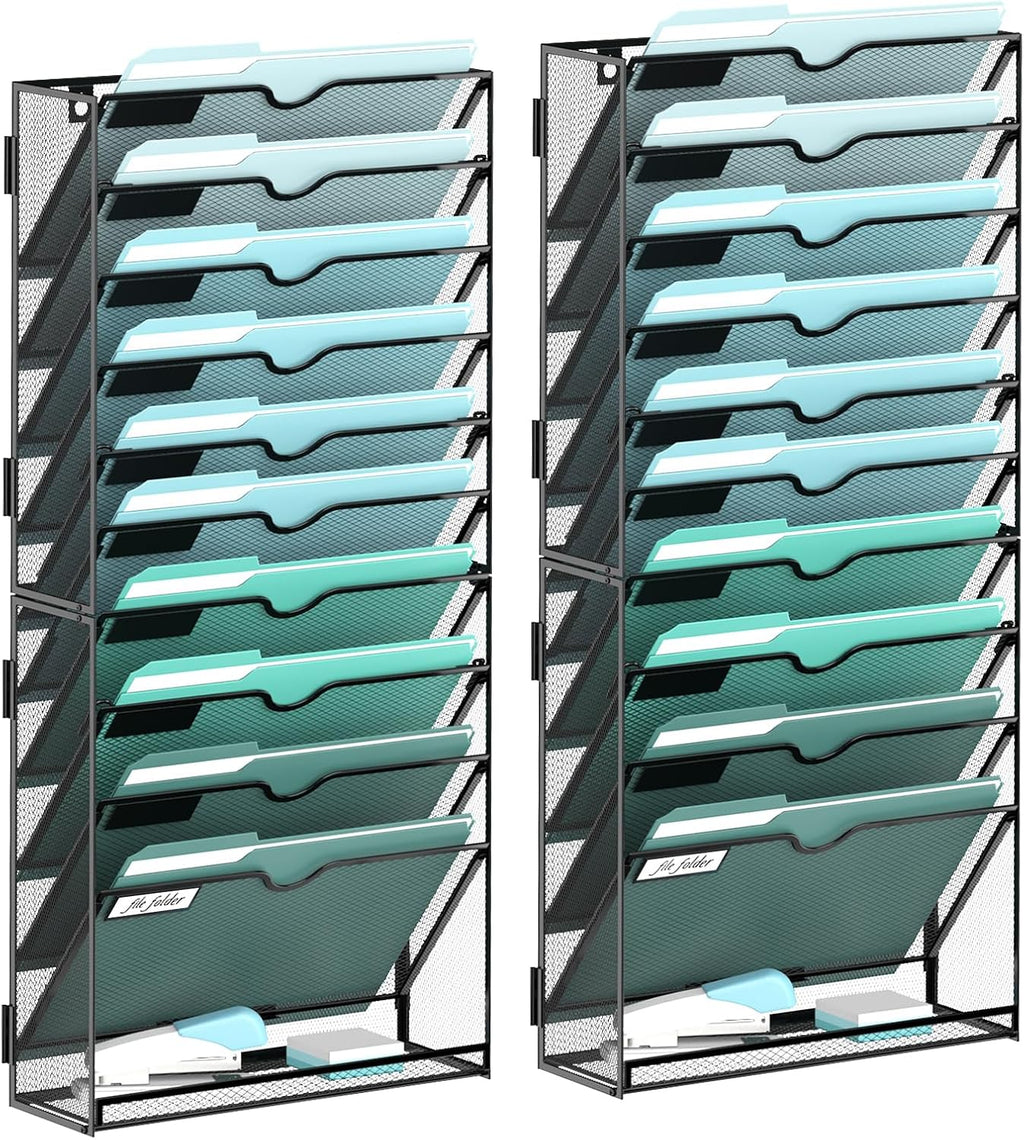 SUPEASY 11-Tier Wall File Organizer, Hanging Wall Files