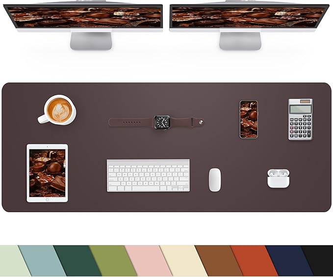 Leather Desk Pad Protector, Mouse Pad, Non-Slip PU Leather Desk Blotter by cebowa