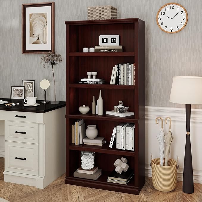 Bevfint Bookshelf, Open Storage 70 Inch Tall 5 Shelf Bookcase, Floor Standing - Image 6