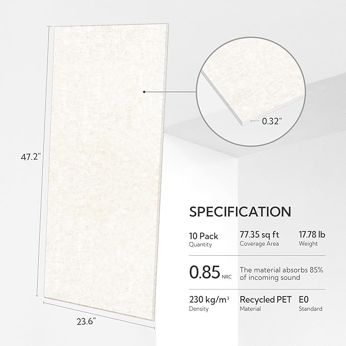 Olanglab Acoustic Wall Panels 10 Pack, 48 x 24 per Acoustic Panels Sound - Image 2
