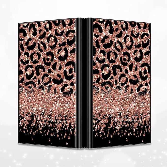 BWEGRHE Slim Credit Card Holder, Leopard Glitter RFID Blocking Metal Wallet - Image 4