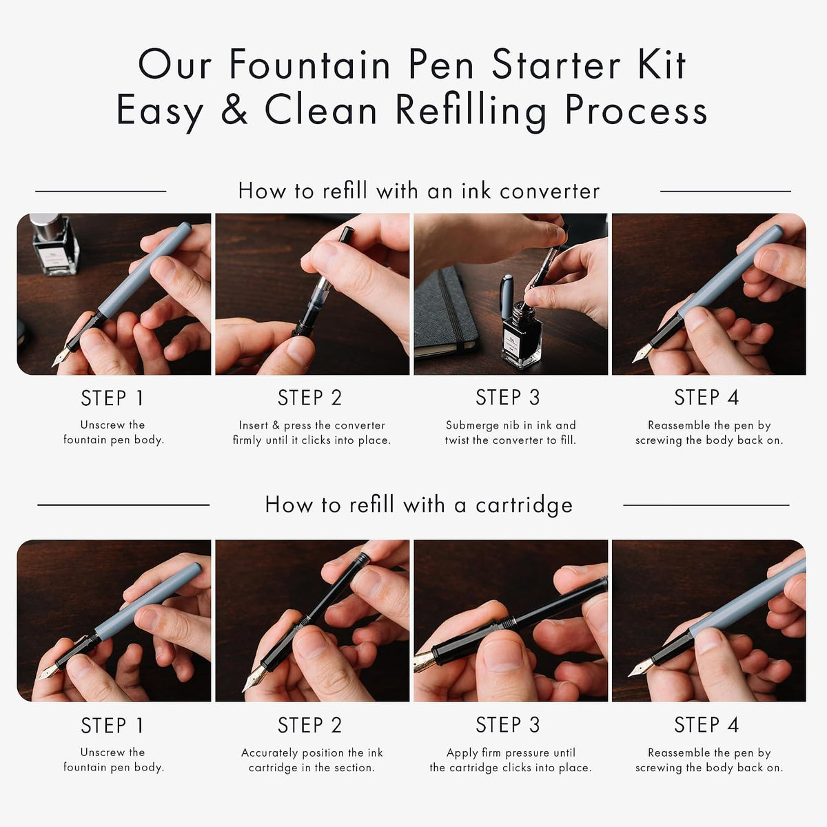 Wordsworth & Black Fountain Pen Set for Beginners, Calligraphy Kit, Black