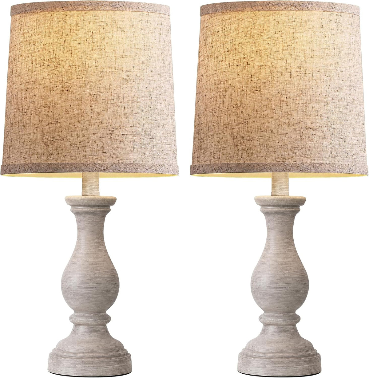 22" farmhouse table lamps set of 2, rustic on a desk or shelf