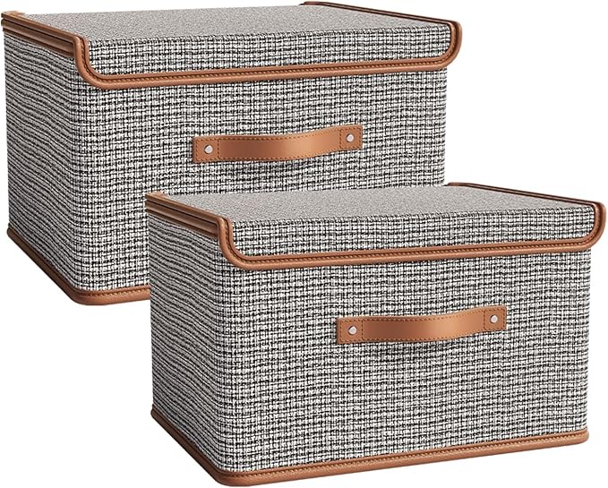 Tuza 2 Pack Storage Bins with Lids, Collapsible Closet Organizer Container by TidySpaceSoftlyStyled