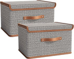 Tuza 2 Pack Storage Bins with Lids, Collapsible Closet Organizer Container by TidySpaceSoftlyStyled