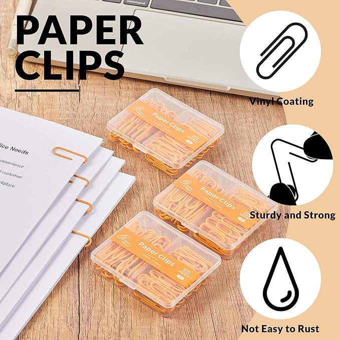 NEEWAY Colorful Paper Clips Assorted Sizes, Small and Large Paper Clips - Image 4