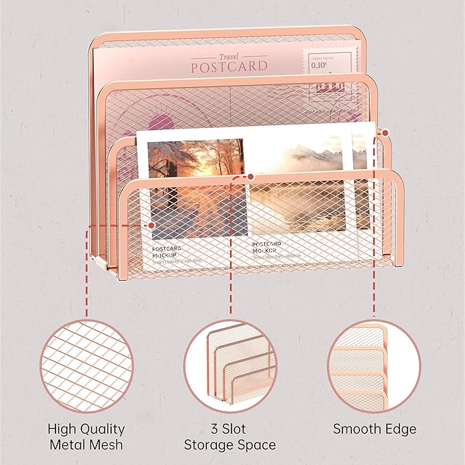 SUPEASY Mail Organizer for Desk, Mesh Metal Mail Holder Countertop - Image 5