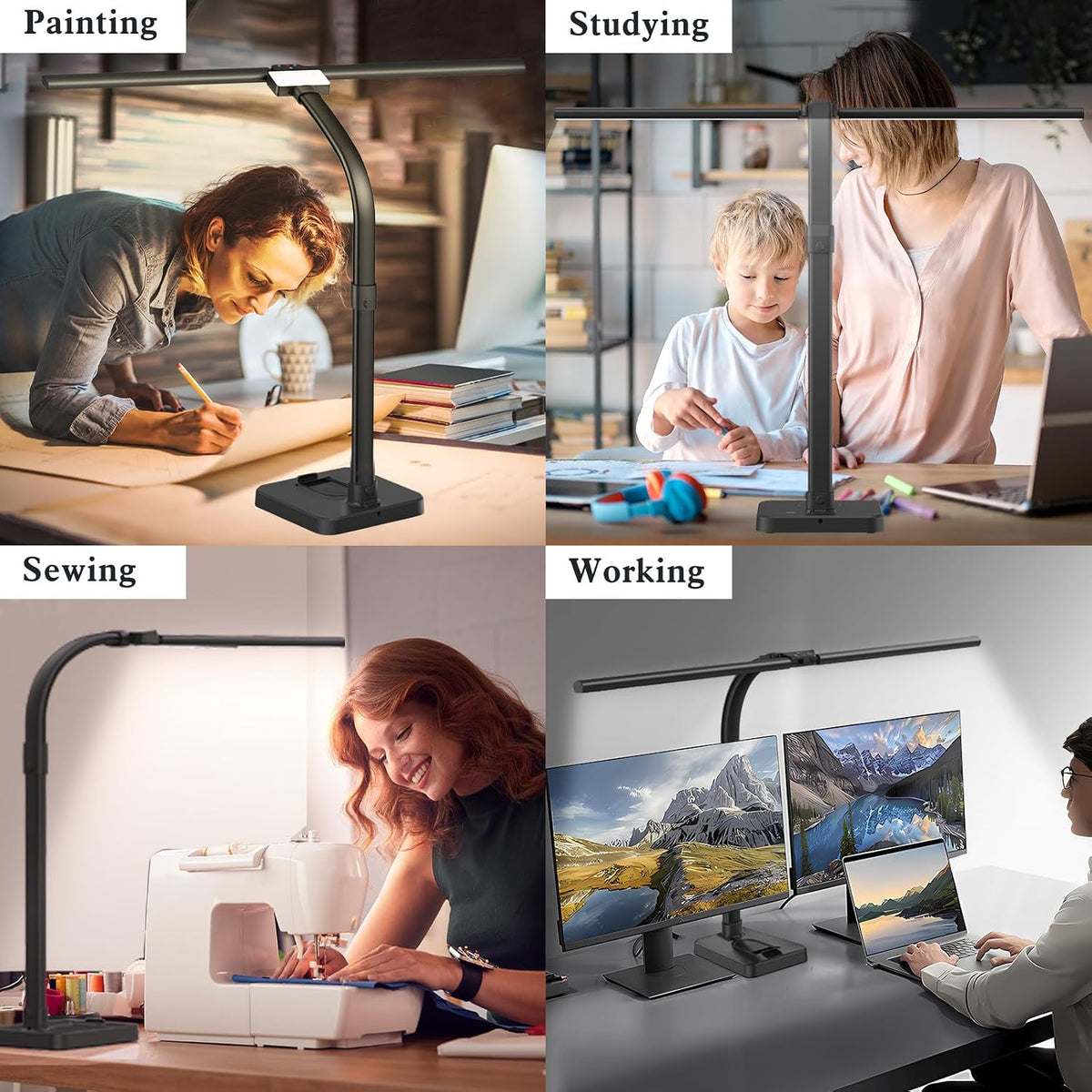 gaefury led desk lamp for home office, 24w on a desk or shelf