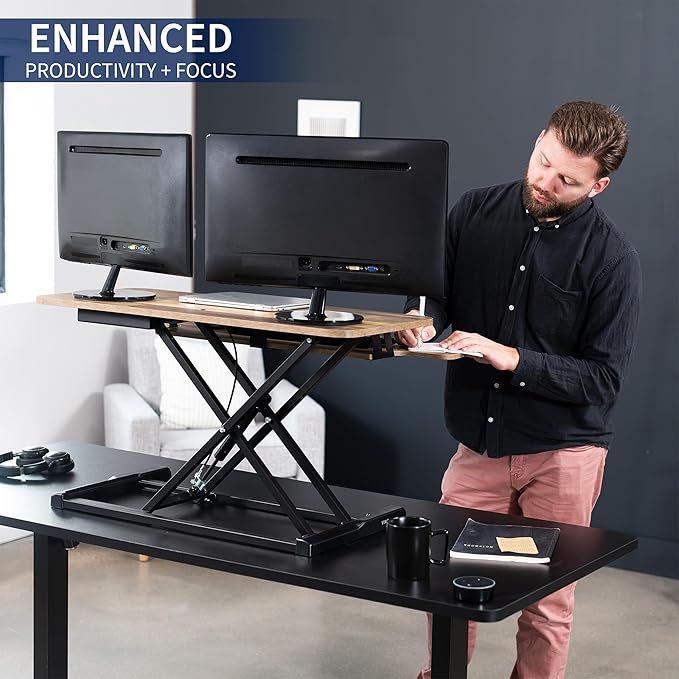 VIVO 36 inch Desk Converter, K Series, Height Adjustable Sit to Stand Riser - Image 4