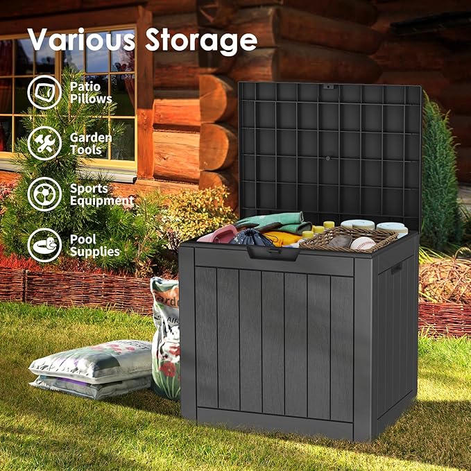 TARKARI 35 Gallon Lockable Resin Deck Box, Waterproof & UV-Resistant Outdoor - Image 3