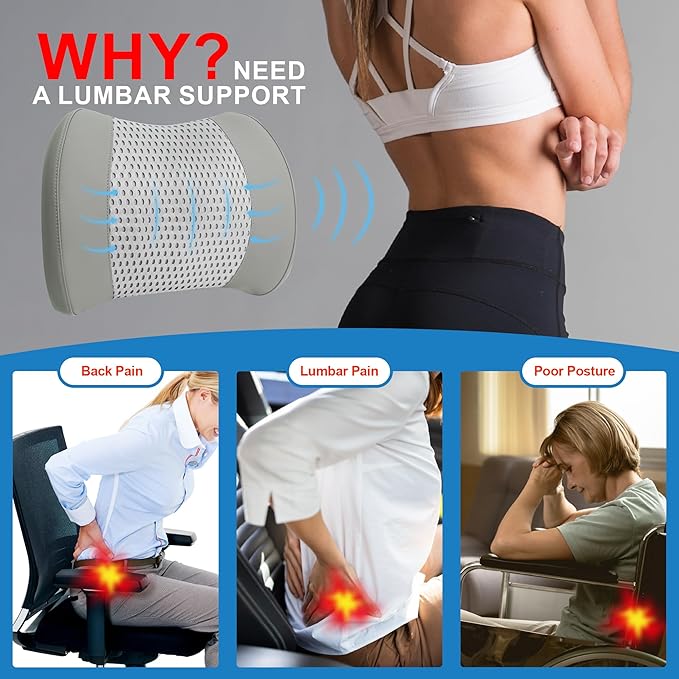 Lofty Aim Memory Foam Lumbar Support Cushion Relieves Lower Back Pain - Image 3