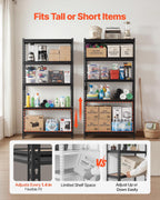 vevor storage shelves, 5-tier adjustable, 3000 lbs capacity, side view