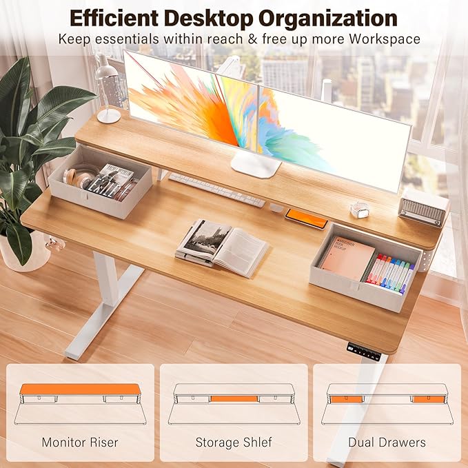 Kingant 48 x 24 Inch Electric Standing Desk - Image 5