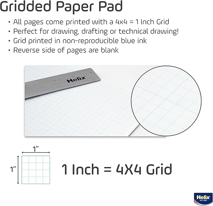 Maped Helix Bond Pad, 4 X 4 Grid, 17 x 22 Inches, 50 Sheets - Image 2