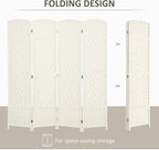 HOMCOM 4 Panel Room Divider, Hand-Woven Freestanding Wall Partition - Image 3