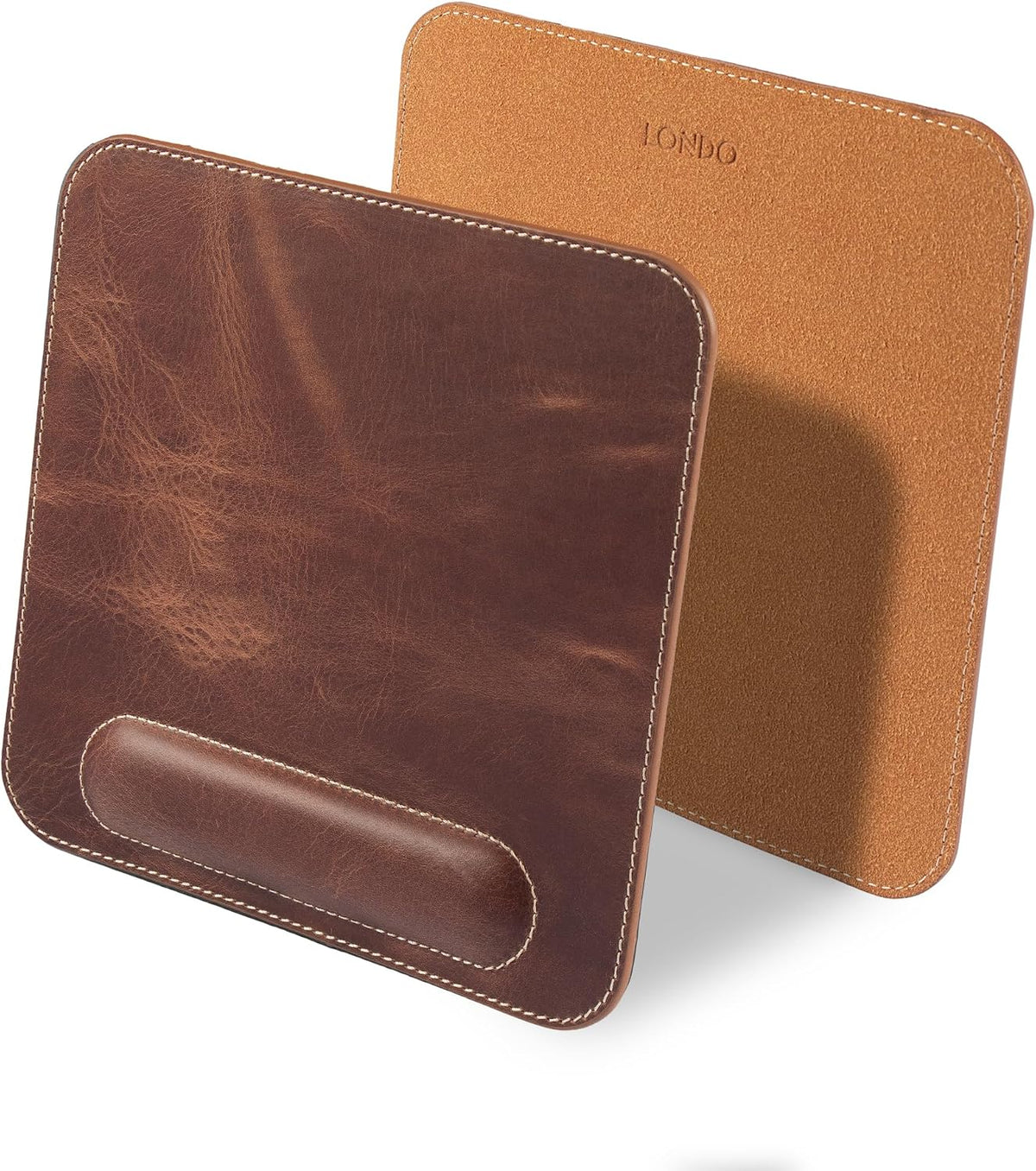 Londo Top Grain Leather Mouse Pad with Wrist Rest – Ergonomic Support, Non-Sl...