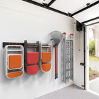 wallmaster wall mount garage tool storage rack folding shown in use