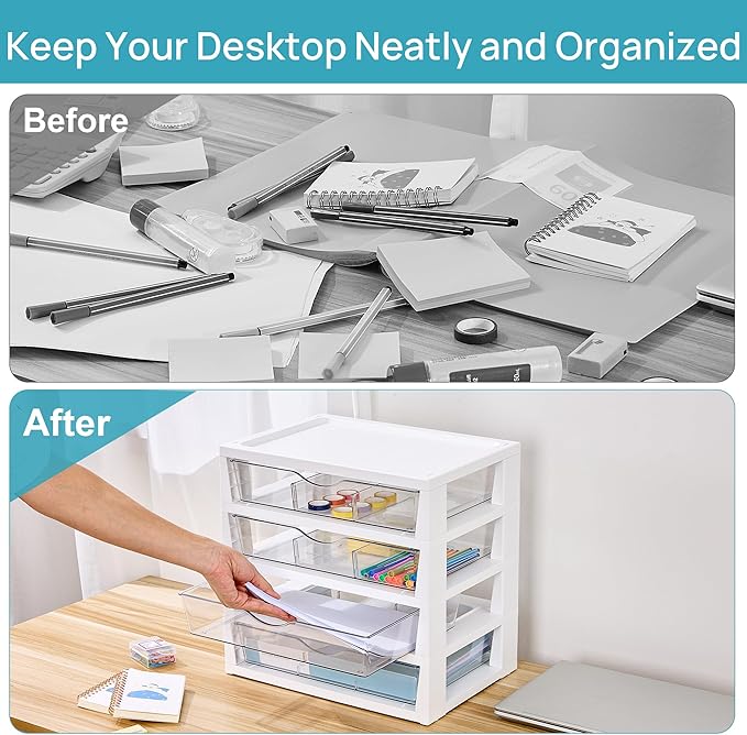 Vtopmart Clear Desk Organizer, 4-Tier Assemble Desktop File Organizer - Image 4