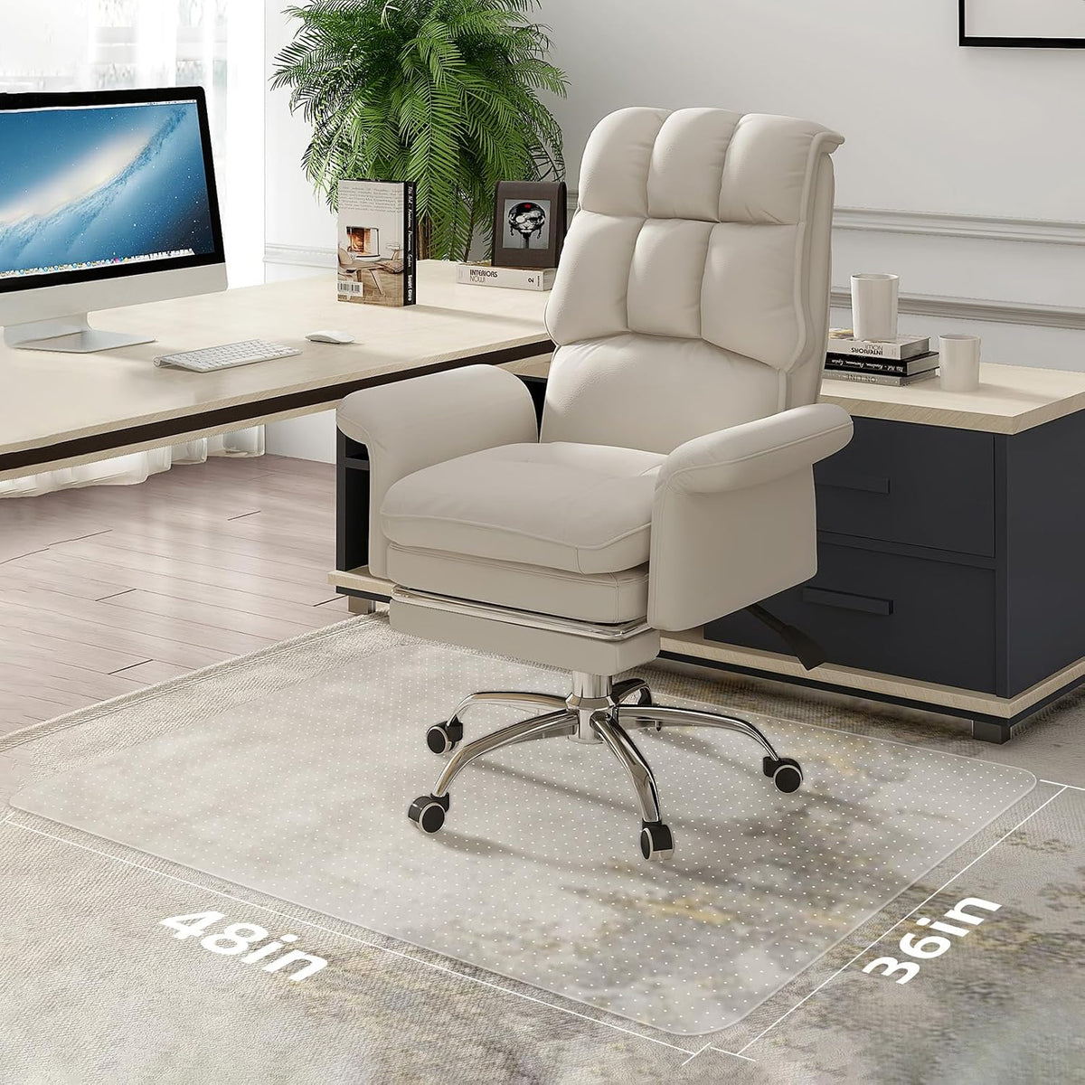 Office Chair Mat for Carpet - 36x48 Inch Plastic Computer Desk Floor Protecto...