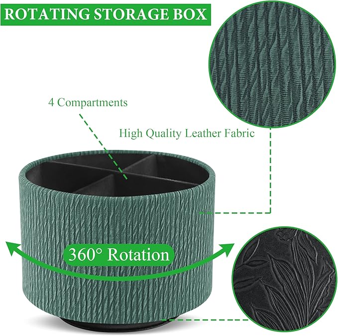 Hennaja Round Leather Art Supply Organizer, Remote Control Holder, 360 Degree - Image 3