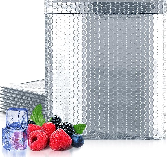 Amiff Silver Thermal Bubble Mailer, 15 x 17 Inches. 5 Pack Metallic Bubble by AMIFF