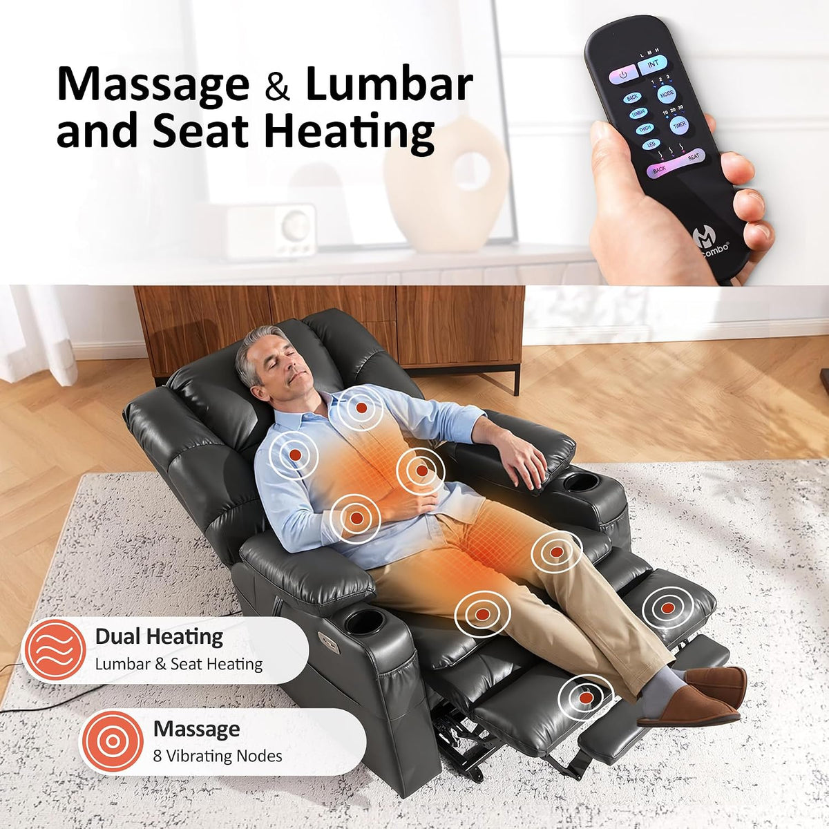 MCombo 3 Motor Lay Flat Power Lift Recliner for Elderly, Medium-Wide, R7524
