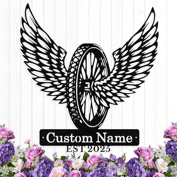 Custom Motorcycle Wheel Metal Signs Personalized Biker Name Sign Custom Garage by HengMeiZiK