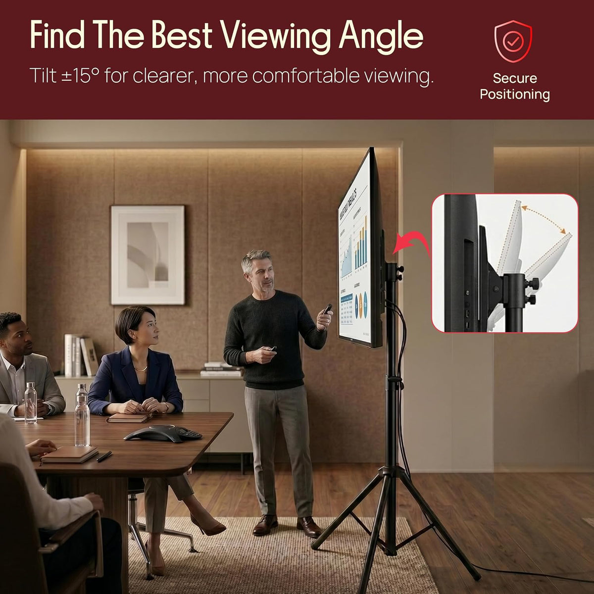Pyle TV Stand with Mount Portable Tripod for 32–75 Inch TVs
