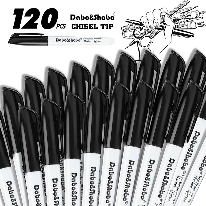 Dabo&Shobo Dry Erase Markers Bulk, Low Odor Dry Erase Markers, Chisel Tip - Image 2